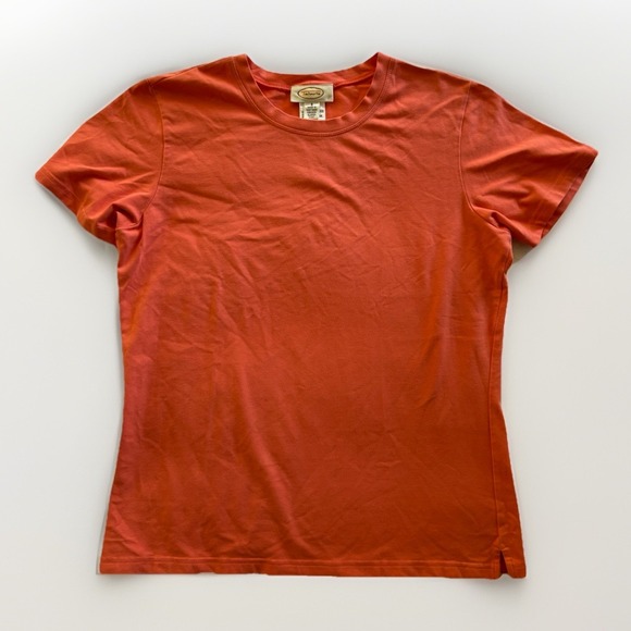 Talbots Peach Short Sleeve Tee Shirt Cotton Crew Neck Spandex Women Sz Small S - Picture 1 of 10